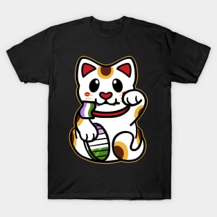 LGBTQ+ Pride Lucky Cat - Genderqueer T-Shirt